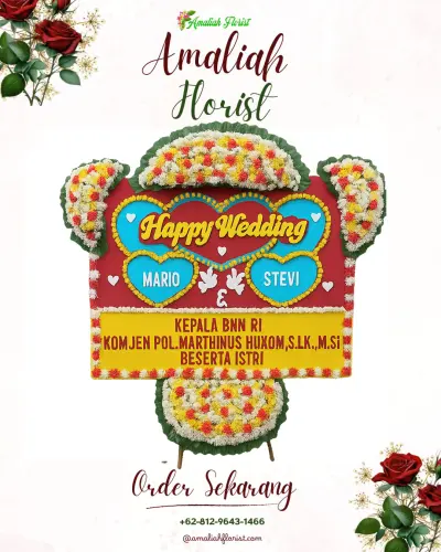 Karangan Papan Bunga Pernikahan di Kreo